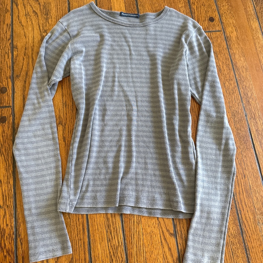 Gray Striped Long Sleeve Tee